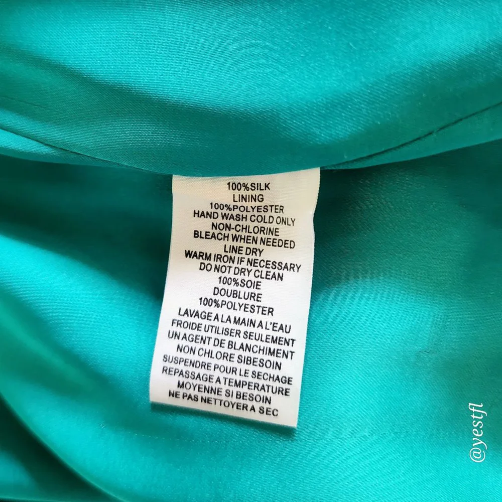 Trina Turk seafoam rhinestones 100% silk dress